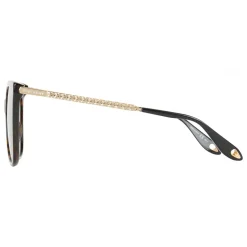 Givenchy - Dark Tortoise Acetate Sunglasses with Gold Metal Bars and Brown Lenses - Sunglasses - Givenchy Eyewear - Avvenice