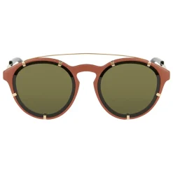 Givenchy - Opaque Brown Acetate Round Sunglasses with Gold Frame Finish and Brown Lenses - Sunglasses - Givenchy Eyewear - Avvenice