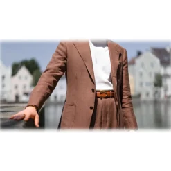 Goldfels - Gold II - Calfskin Cognac Brown - Brown - Belt - Made in Italy - Luxury Exclusive Collection - Avvenice
