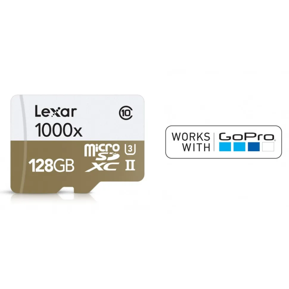 GoPro - Lexar Professional 1000x microSDXC 128 GB UHS-II/U3 - 150MB/s - W/USB 3.0 Reader Flash Memory Card - GoPro Accessories - Avvenice