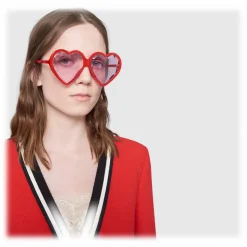 Gucci - Acetate Heart Sunglasses with Optimal Fit - Red Heart - Gucci Eyewear - Avvenice