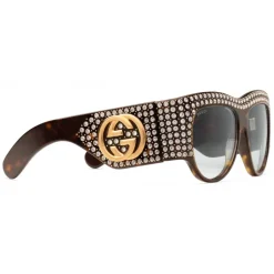 Gucci - Acetate Oversized Sunglasses with Crystals - Turtle - Gucci Eyewear - Avvenice