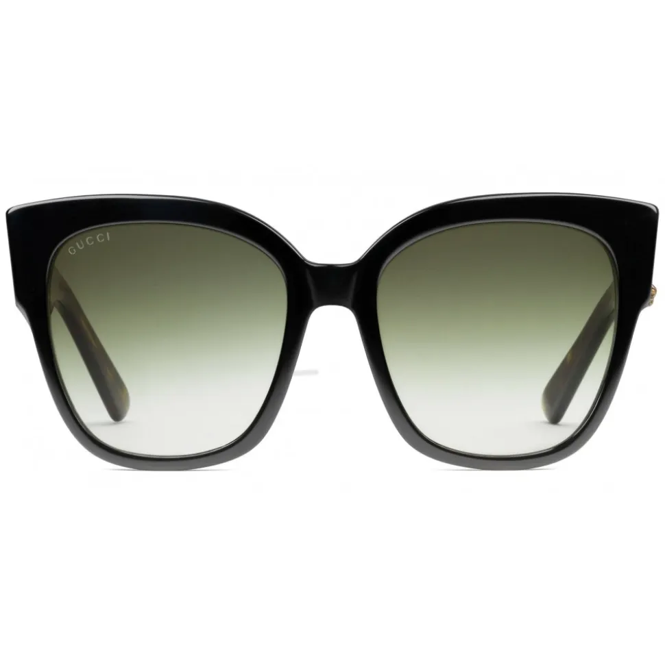 Gucci - Acetate Square Sunglasses with Web Detail - Black Acetate - Gucci Eyewear - Avvenice