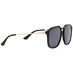 Gucci - Acetate Square Sunglasses - Black with Gold Color Detail - Gucci Eyewear - Avvenice