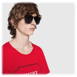 Gucci - Acetate Square Sunglasses - Black with Gold Color Detail - Gucci Eyewear - Avvenice