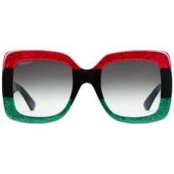 Gucci - Acetate Square Sunglasses - Green Black and Red with Glitter - Gucci Eyewear - Avvenice