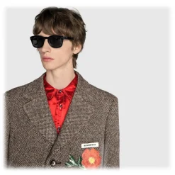 Gucci - Acetate Square Sunglasses - Acetate Black Lenses Grey - Gucci Eyewear - Avvenice