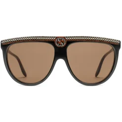 Gucci - Aviator Acetate Sunglasses with Crystals - Black - Gucci Eyewear - Avvenice