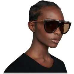 Gucci - Aviator Acetate Sunglasses with Crystals - Black - Gucci Eyewear - Avvenice