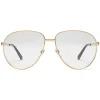 Gucci - Aviator Glasses with Web Detail - Gold Coloured Metal - Gucci Eyewear - Avvenice