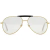 Gucci - Aviator Metal Glasses - Gold coloured with Black Acetate Bridge - Gucci Eyewear - Avvenice