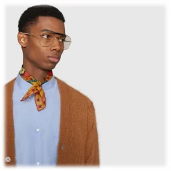 Gucci - Aviator Metal Glasses - Gold coloured with Black Acetate Bridge - Gucci Eyewear - Avvenice