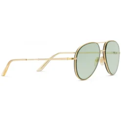 Gucci - Aviator Metal Sunglasses - Gold  with Transparent Yellow Detail - Gucci Eyewear - Avvenice