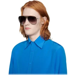 Gucci - Aviator Metal Sunglasses - Silver - Gucci Eyewear - Avvenice
