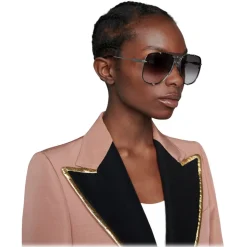 Gucci - Aviator Metal Sunglasses - Silver - Gucci Eyewear - Avvenice