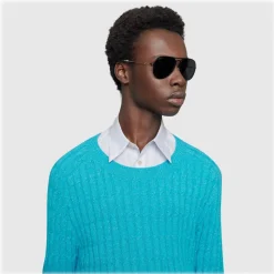 Gucci - Aviator Sunglassed - Black - Gucci Eyewear - Avvenice