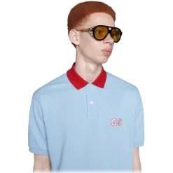 Gucci - Aviator Sunglasses with Side Blinkers - Black - Gucci Eyewear - Avvenice