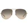 Gucci - Aviator Sunglasses in Metal - Gold Coloured Shaded Brown Lenses - Gucci Eyewear - Avvenice