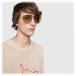 Gucci - Aviator Sunglasses Without Frame - Gold Lenses Light Brown - Gucci Eyewear - Avvenice