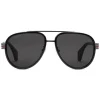 Gucci - Aviator Sunglasses - Glossy Black Acetate and Silver Metal - Gucci Eyewear - Avvenice