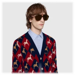 Gucci - Aviator Sunglasses with Ribbon Gucci - Light Turtle Acetate - Gucci Eyewear - Avvenice