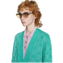 Gucci - Bamboo Effect Cat-Eye Sunglasses - Black Yellow - Gucci Eyewear - Avvenice