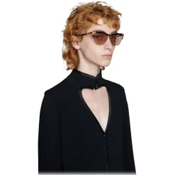 Gucci - Bamboo Effect Cat-Eye Sunglasses - Black Brown - Gucci Eyewear - Avvenice