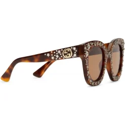 Gucci - Cat Eye Acetate Sunglasses with Stars - Dark Tortoiseshell Acetate - Gucci Eyewear - Avvenice