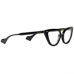 Gucci - Cat Eye Acetate Sunglasses with Metal Bridge - Black  - Gucci Eyewear - Avvenice