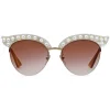Gucci - Cat Eye Acetate Sunglasses with Pearls - White Acetate - Gucci Eyewear - Avvenice