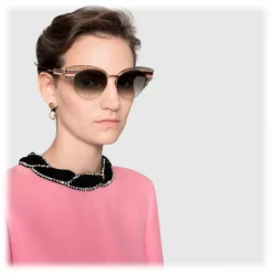 Gucci - Cat Eye Glitter Acetate Sunglasses - Beige Glitter Acetate and Gold Metal  - Gucci Eyewear - Avvenice