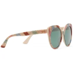Gucci - Cat Eye Sunglasses in Glitter Acetate - Light Ivory Acetate - Gucci Eyewear - Avvenice