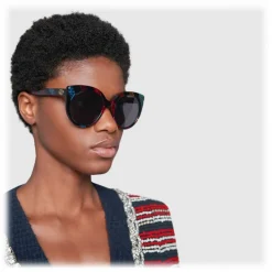 Gucci - Cat Eye Sunglasses in Glitter Acetate - Black Acetate with Rainbow Glitter - Gucci Eyewear - Avvenice