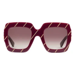 Gucci - Crystal Striped Square Sunglasses - Burgundy - Gucci Eyewear - Avvenice