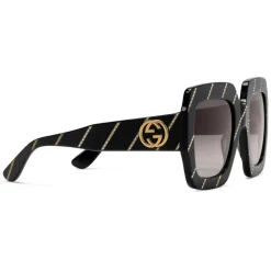 Gucci - Crystal Striped Square Sunglasses - Black - Gucci Eyewear - Avvenice