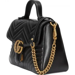 Gucci - GG Marmont Small Top Handle Bag - Black Leather - Bag - Gucci Exclusive Collection - Avvenice