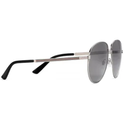 Gucci - Metal Aviator Sunglasses - Glossy Ruthenium - Gucci Eyewear - Avvenice