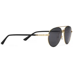 Gucci - Metal Aviator Sunglasses - Shiny Gold with Black Border - Gucci Eyewear - Avvenice