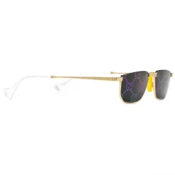 Gucci - Metal Rectangular Sunglasses - Gold GG - Gucci Eyewear - Avvenice