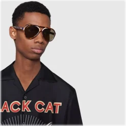 Gucci - Multilayer Acetate Aviator Sunglasses - Turtle White Red and Green Multilayer - Gucci Eyewear - Avvenice