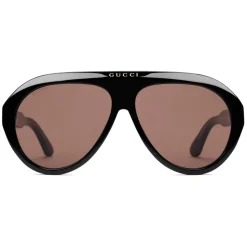 Gucci - Navigator Sunglasses with Double G - Black - Gucci Eyewear - Avvenice