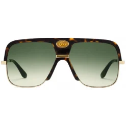 Gucci - Navigator Sunglasses with Double G - Dark Turtle Acetate and Gold Metal - Gucci Eyewear - Avvenice