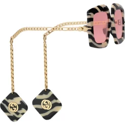 Gucci - Online Exclusive Square Sunglasses with Charms - Black - Gucci Eyewear - Avvenice