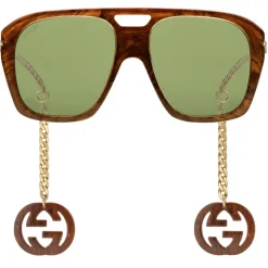 Gucci - Online Exclusive Square Sunglasses with Charms - Brown - Gucci Eyewear - Avvenice