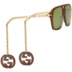 Gucci - Online Exclusive Square Sunglasses with Charms - Brown - Gucci Eyewear - Avvenice