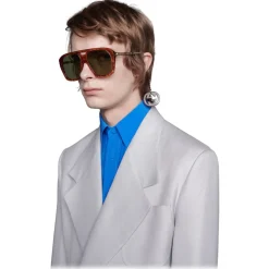 Gucci - Online Exclusive Square Sunglasses with Charms - Brown - Gucci Eyewear - Avvenice