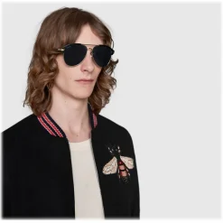 Gucci - Optimal Fit Metal Aviator Sunglasses - Gold Grey Lenses - Gucci Eyewear - Avvenice