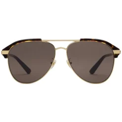 Gucci - Optimally Fit Metal Aviator Sunglasses - Dark Turtle Gold and Acetate - Gucci Eyewear - Avvenice
