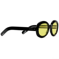 Gucci - Oval Sunglasses in Acetate - Black Yellow - Gucci Eyewear - Avvenice