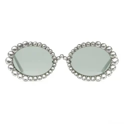 Gucci - Oval Sunglasses with Swarovski Crystals - Silver - Gucci Eyewear - Avvenice